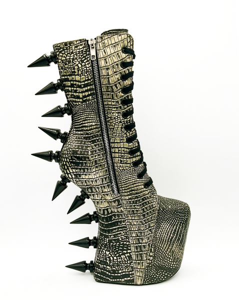 Prehistoric Gold Platform Boot – Charla Tedrick