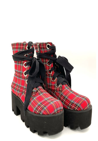 Tartan Plaid Platform Boot - SAMPLE