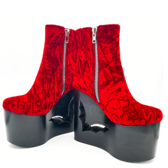 Deadwood Oxblood Velvet Wedge Boot