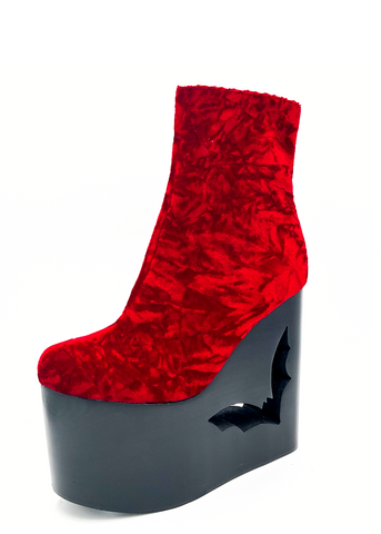 Deadwood Oxblood Velvet Wedge Boot