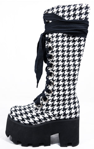 Houndstooth Knee High Boot